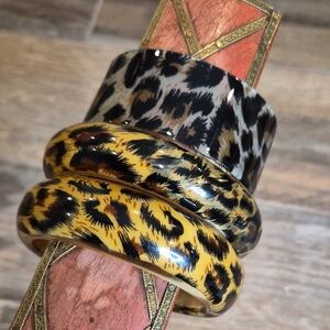Large & Wide Animal Print Bracelets, Set of 3